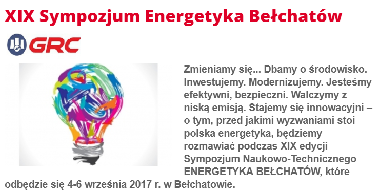 GRC Partnerem XIX Sympozjum Energetyka Bełchatów 2017 i na targach  Energetab 2017