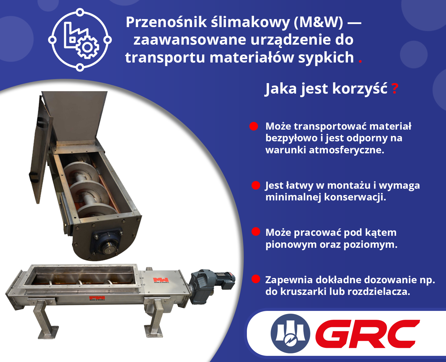 Transport materiałów sypkich – przenośnik ślimakowy